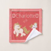 Poney de Parties scintillant rose avec nom Petite (Gant de toilette)