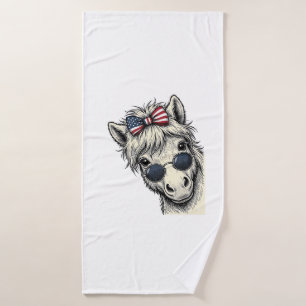 Poney Patriotique Avec Lunettes De Soleil Vintage