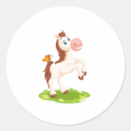 Poney Ronde Sticker (Voorkant)