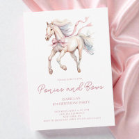 Poneys en Strikken Roze Waterverf 8e Verjaardagsfe
