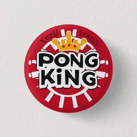 Pong King Red Ronde Button 3,2 Cm (Voorkant)