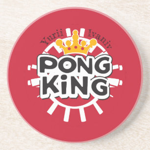 Pong King Red Zandsteen Onderzetter