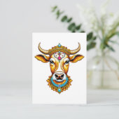 Pongal Versierde Koe Briefkaart (Staand voorkant)