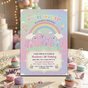 Ponies en Regenboog 5e Verjaardagsfeestje Kaart