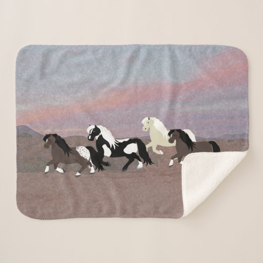 Ponies Sherpa Blanket Sherpa Deken (Voorkant (horizontaal))