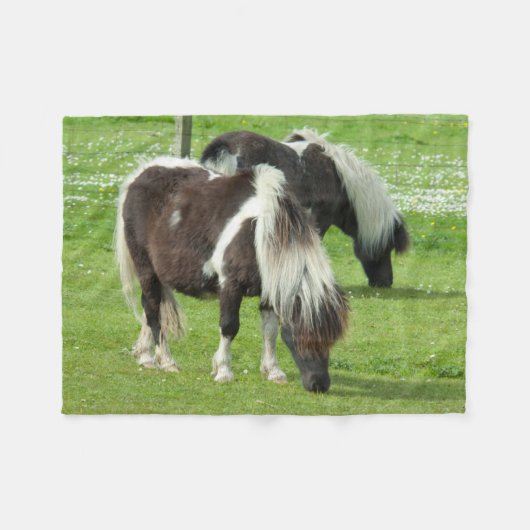 Ponies van raszuivere Shetland Paint Fleece Deken (Voorkant (Horizontaal))