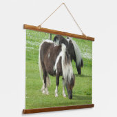 Ponies van raszuivere Shetland Paint Hangend Wandkleed (Gebogen)