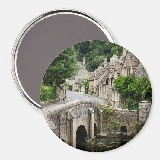 Pont à Castle Combe, aimant rond britannique (Recto/Verso)