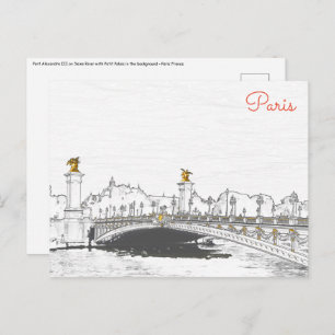 Pont Alexandre III aan de Seine River - Parijs Fra Briefkaart