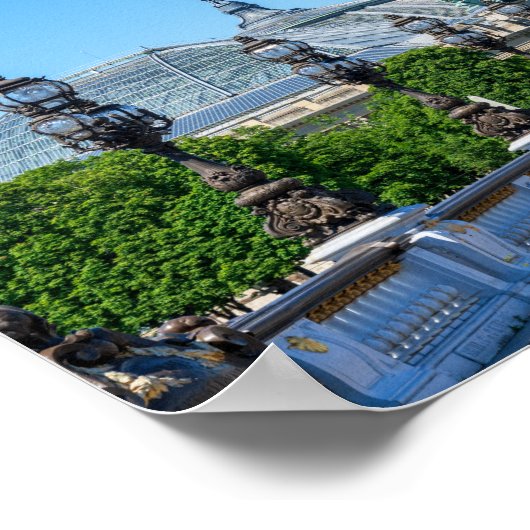 Pont Alexandre III en Grand Palais, Parijs, Frankr Poster (Hoek)