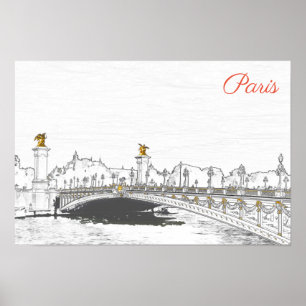 Pont Alexandre III over de Seine - Parijs Frankrij Poster