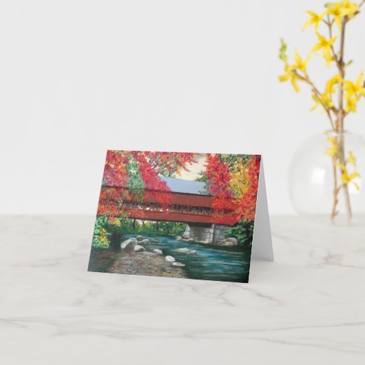 Pont couvert dans la carte de note de la (Fleur jaune)