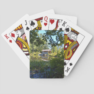 Pont couvert encadré dans l'arbre Cartes de jeu