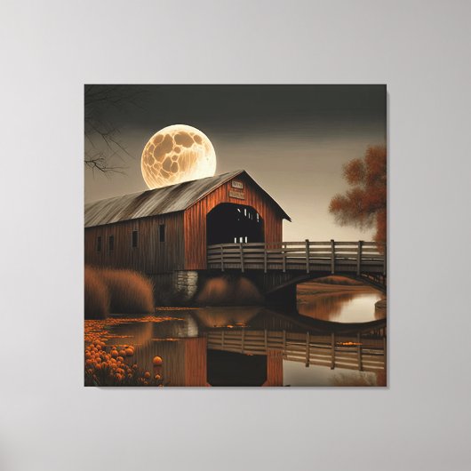 Pont couvert fabuleux et toile Art Moon (Recto)