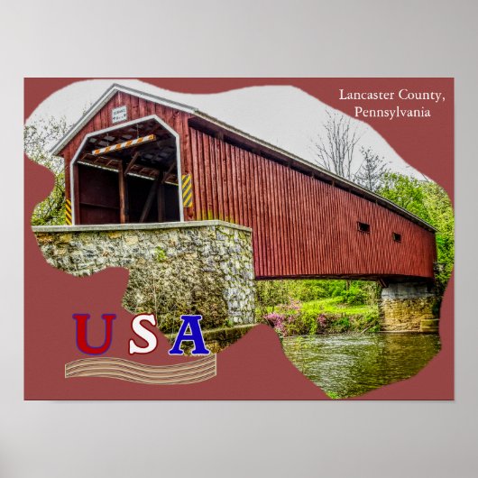 Pont couvert - Poster Art — Lancaster County PA (Devant)