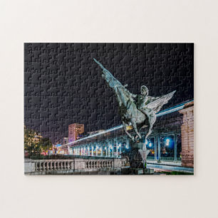 Pont de Bir-Hakeim 's nachts - Parijs, Frankrijk Legpuzzel