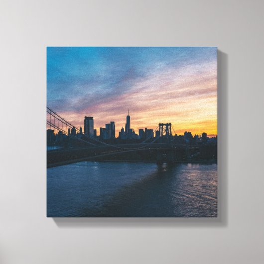 Pont de Brooklyn Coucher de soleil Toile Murale - (Recto)