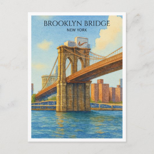 Pont de Brooklyn NYC Aquarelle Carte de voyage (Devant)