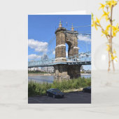 PONT DE SUSPENSION CINCINNATI BLANC GREETING CARTE (Fleur jaune)