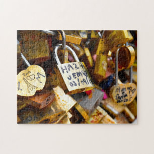 Pont des Arts Liefdessloten Parijs. Legpuzzel
