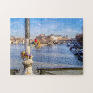 Pont des Arts on Valentijnsdag - Parijs, Frankrijk Legpuzzel