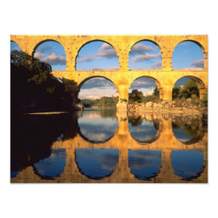Pont du Gard, Gardon River, Gard, Languedoc, Foto Afdruk