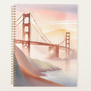Pont Golden Gate Lever de soleil Belle aquarelle