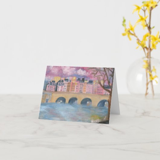 Pont Neuf : Carte pour notes de PARIS (Fleur jaune)