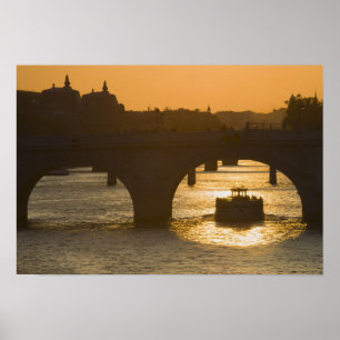 Pont Neuf, Seine, zonsondergang, Parijs, Frankrijk Poster