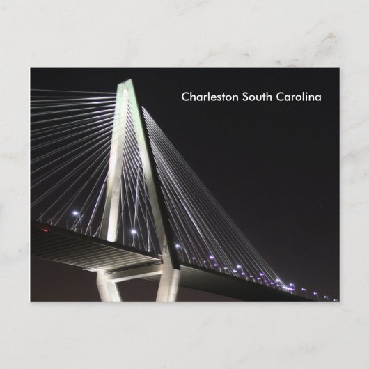 Pont Ravenel à la nuit, Charleston SC, carte posta (Devant)