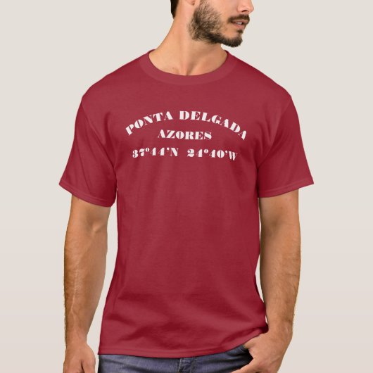 Ponta Delgada Latitude- en Longitude-Shirt T-shirt (Voorkant)