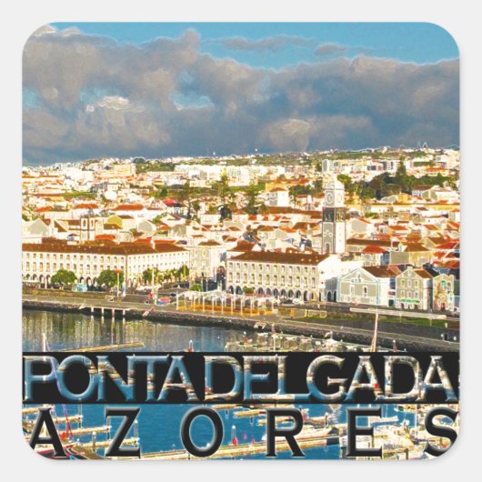 Ponta Delgada Vierkante Sticker (Voorkant)