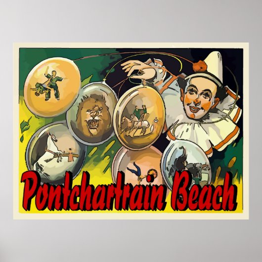 Pontchartrain Beach Clown Acts Sign Poster (Voorkant)