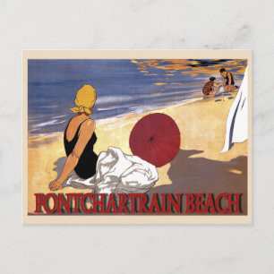 Pontchartrain Beach Familie Zwemmen Briefkaart