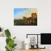 Ponte Molle, Sunset - Jan Asselijn Fine Art Poster (Thuiskantoor)