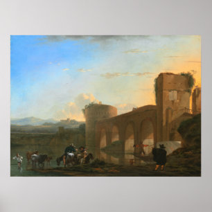 Ponte Molle, Sunset - Jan Asselijn Fine Art Poster