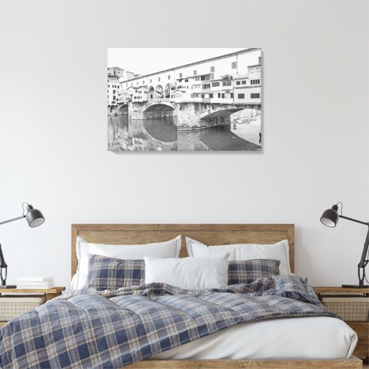 Ponte Vecchio Black en White Sketch Canvas Afdruk (Insitu (Slaapkamer))