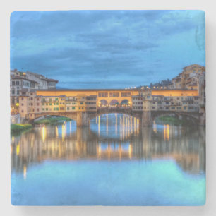 Ponte vecchio-brug in Florence, Italië Stenen Onderzetter