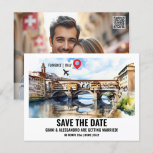 Ponte vecchio Florence Italië waterverf save date Briefkaart