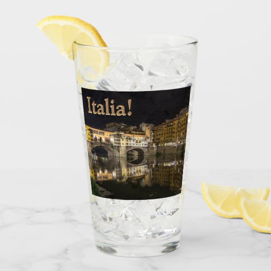 Ponte Vecchio Night Scene Reflecterende Arno Glas (Voorkant ijs)