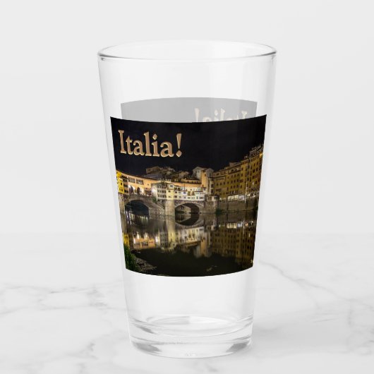 Ponte Vecchio Night Scene Reflecterende Arno Glas (Voorkant)