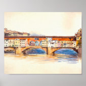 Ponte Vecchio Schilderij, stadslandschap Poster (Voorkant)