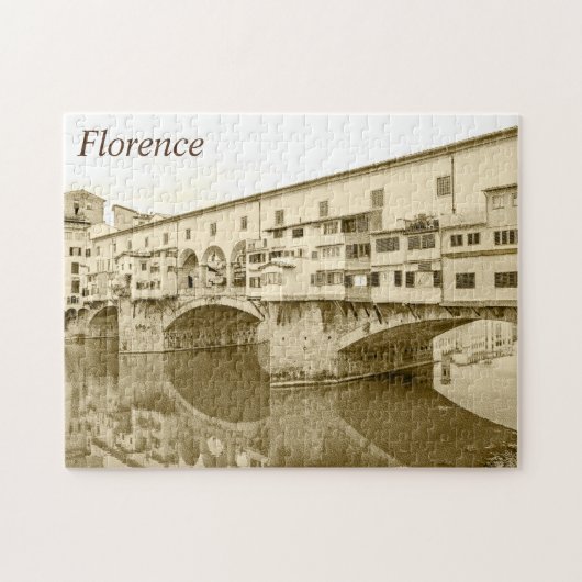 Ponte Vecchio Sepia Sketch Legpuzzel (Horizontaal)