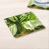 Ponthus' Beech Vierkante Kartonnen Onderzetter (Schuin)