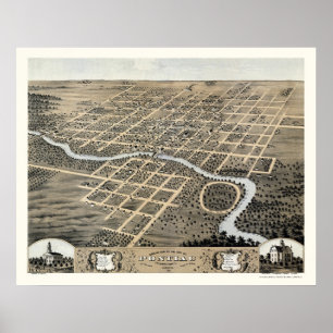 Pontiac, IL Panoramiek Map - 1869 Poster