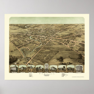 Pontiac, MI Panorama Map - 1867 Poster