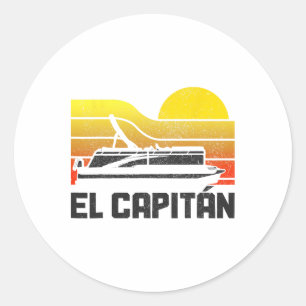 Ponton Kapitein El Capitan Pontooning Boating Vint Ronde Sticker