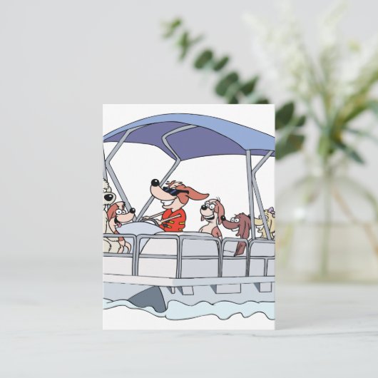 Pontoon Boat Briefkaart (Staand voorkant)