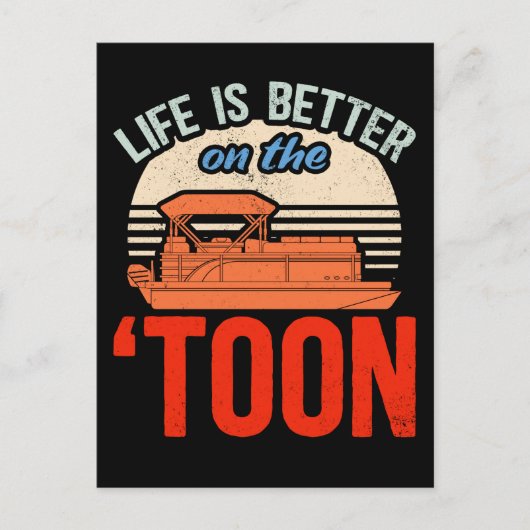 Pontoon Boat Kapitein Boating Briefkaart (Voorkant)