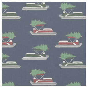 Pontoon Boat met kerstboom op Top Pattered Stof